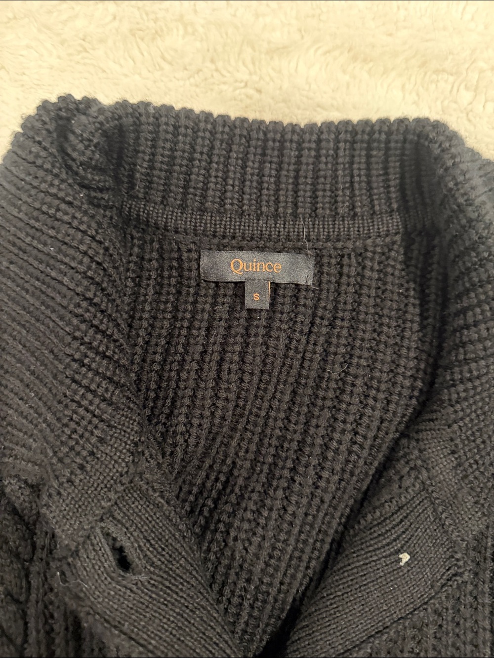 Quince Black Cable-Knit Button-Front Cardigan - Picture 2 of 3